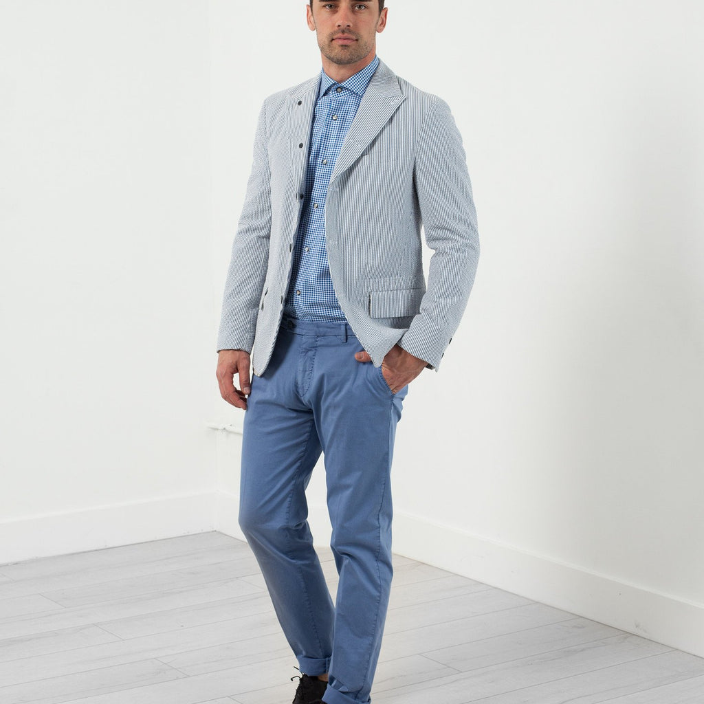 Seersucker Five Button Blazer