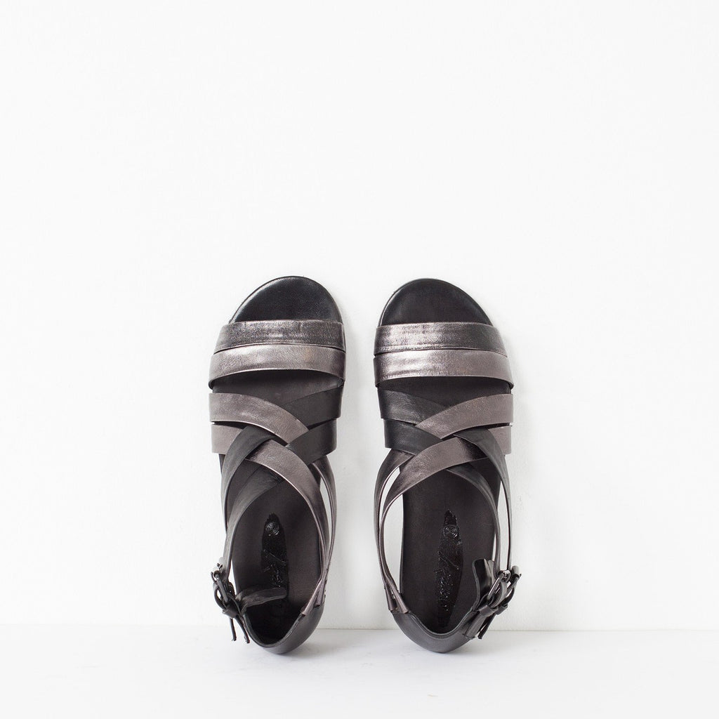 Wrap Sandal in Black/Steel