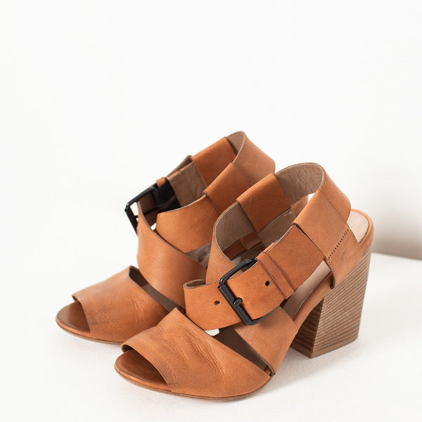 Buckle Strap Heel in Brown