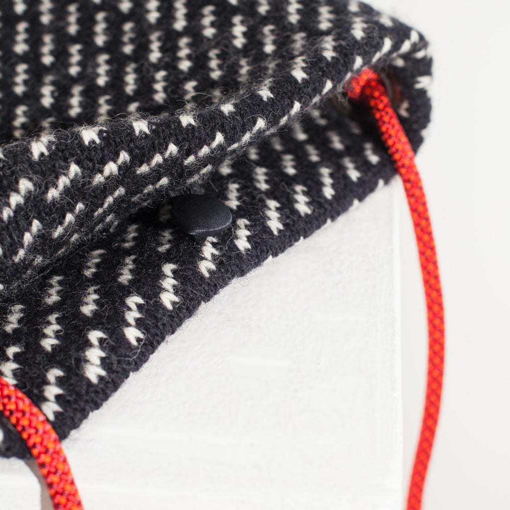 Wool Shoulder Pouch in Black/White