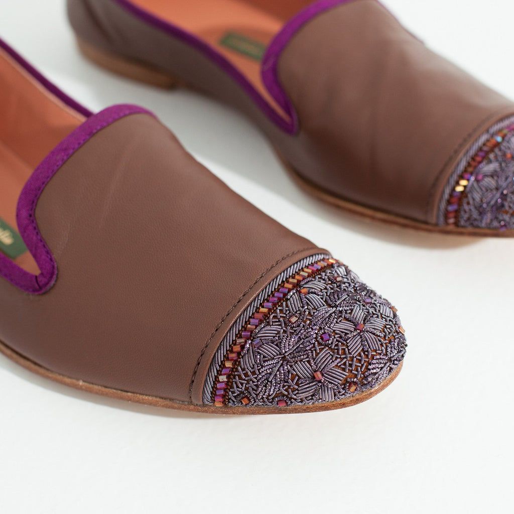 Bizi Cap Toe Loafer in Rose/Aubergine