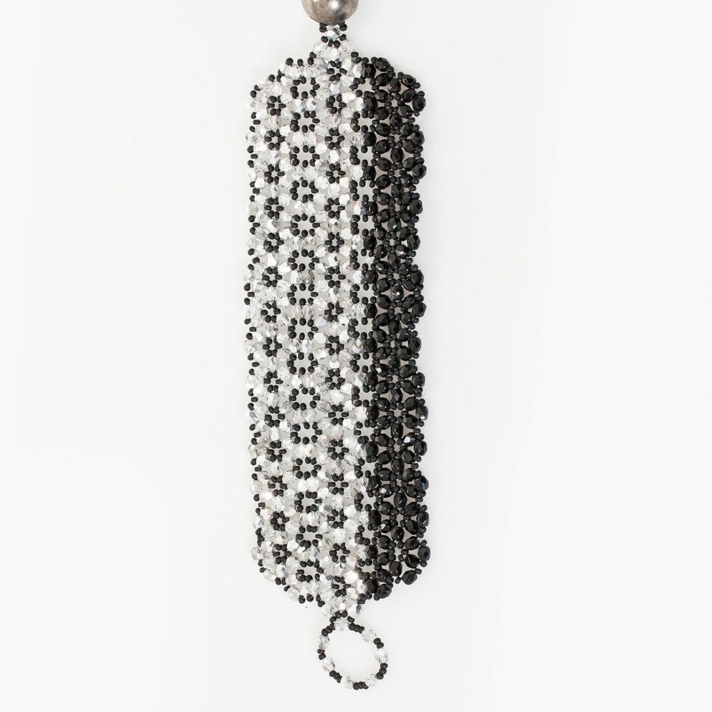 Lattice Bead Cuff in Silver/Black